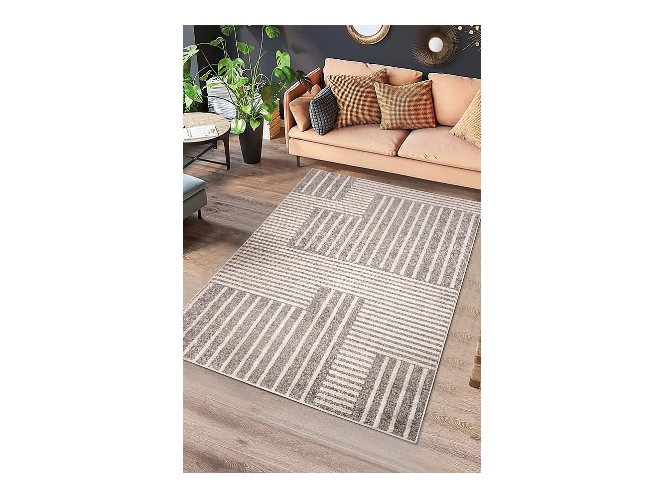 Tapis intérieur - géométrique - beige - 140 x 200 cm - PAULA