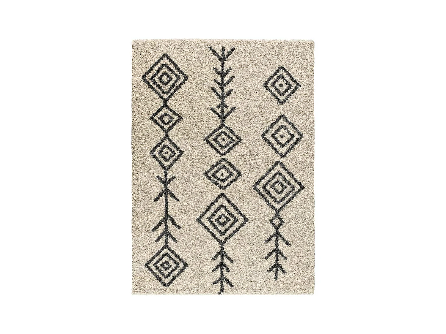 Alfombra interior  - shaggy étnico - blanco - 80 x 150 cm - ATLAS