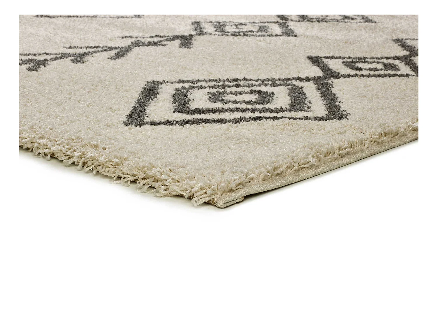 Alfombra interior  - shaggy étnico - blanco - 80 x 150 cm - ATLAS