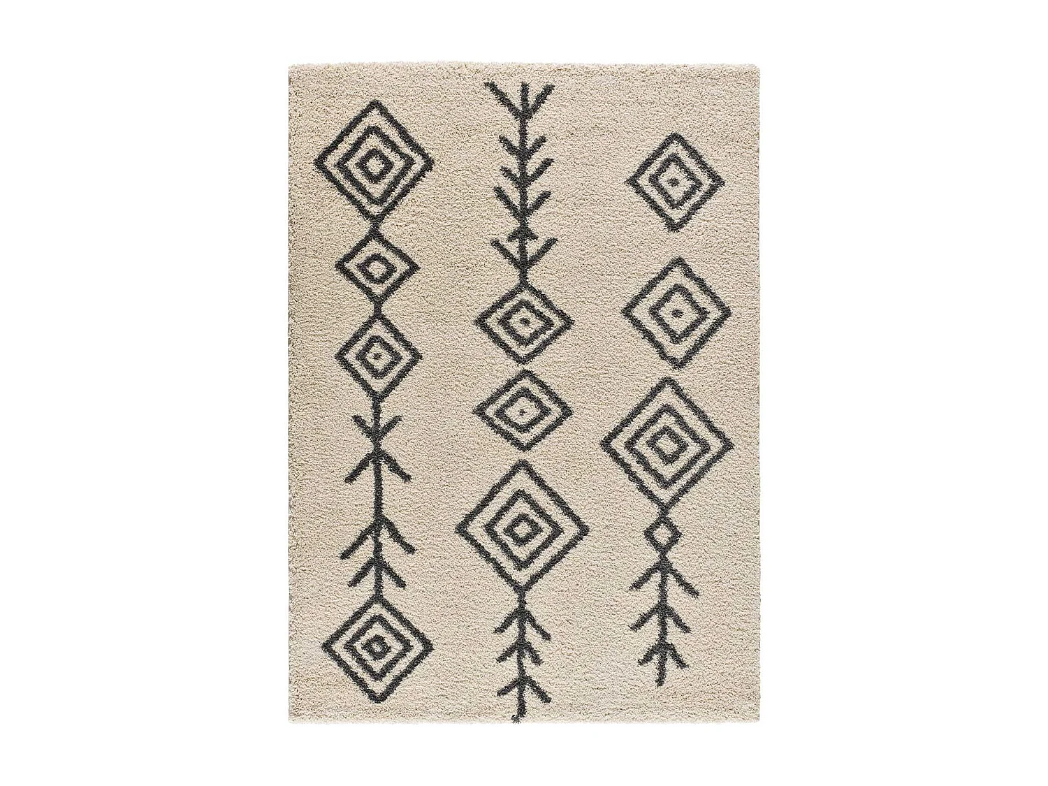 Hochflorteppich - ethnisch shaggy - weiß - 80x150 cm - ATLAS