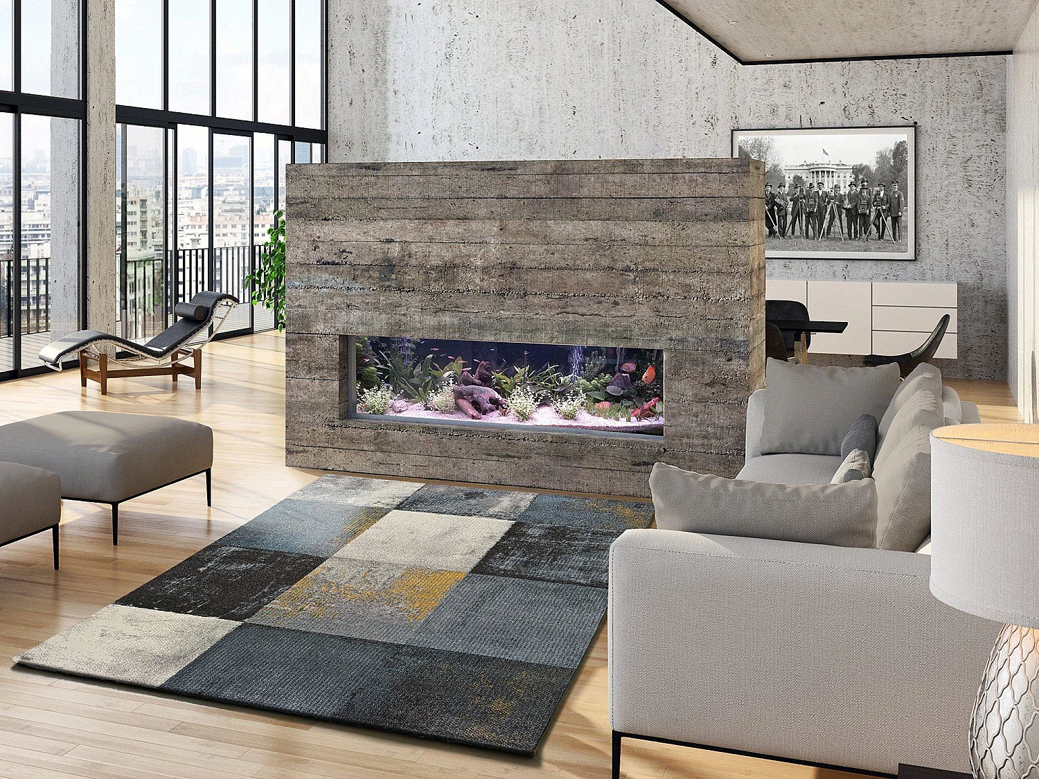 Tappeto interno - geometrico - grigio - 190 x 280 cm - ADRA