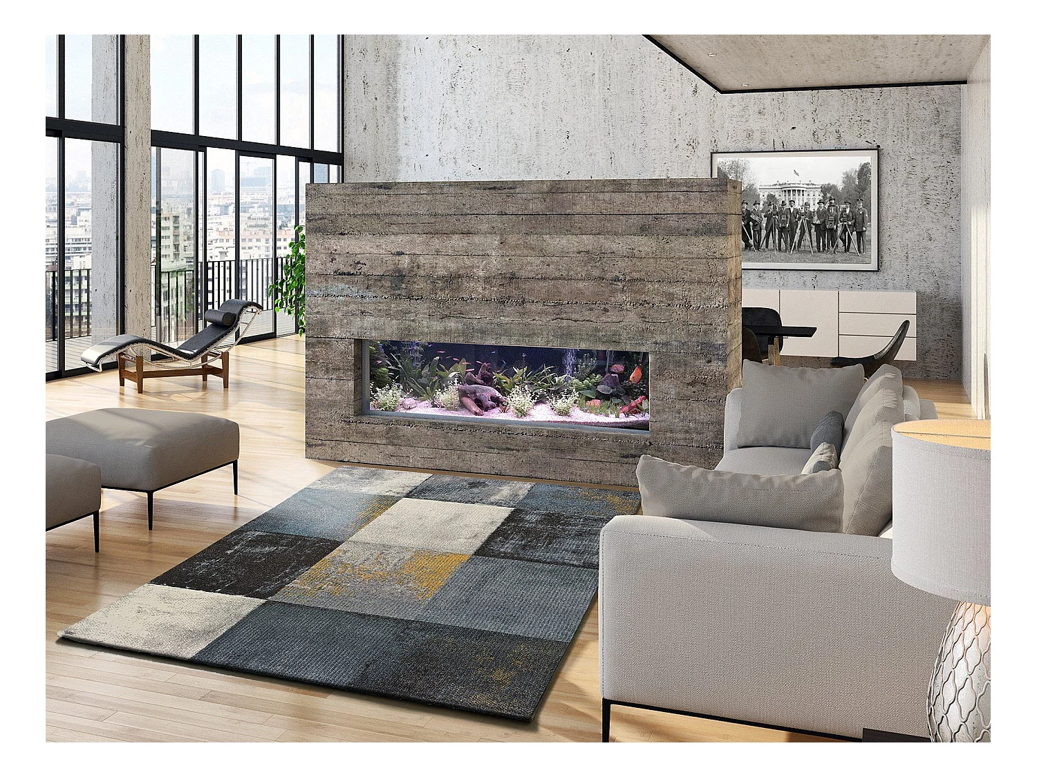 Tapis intérieur - géométrique - gris - 190 x 280 cm - ADRA