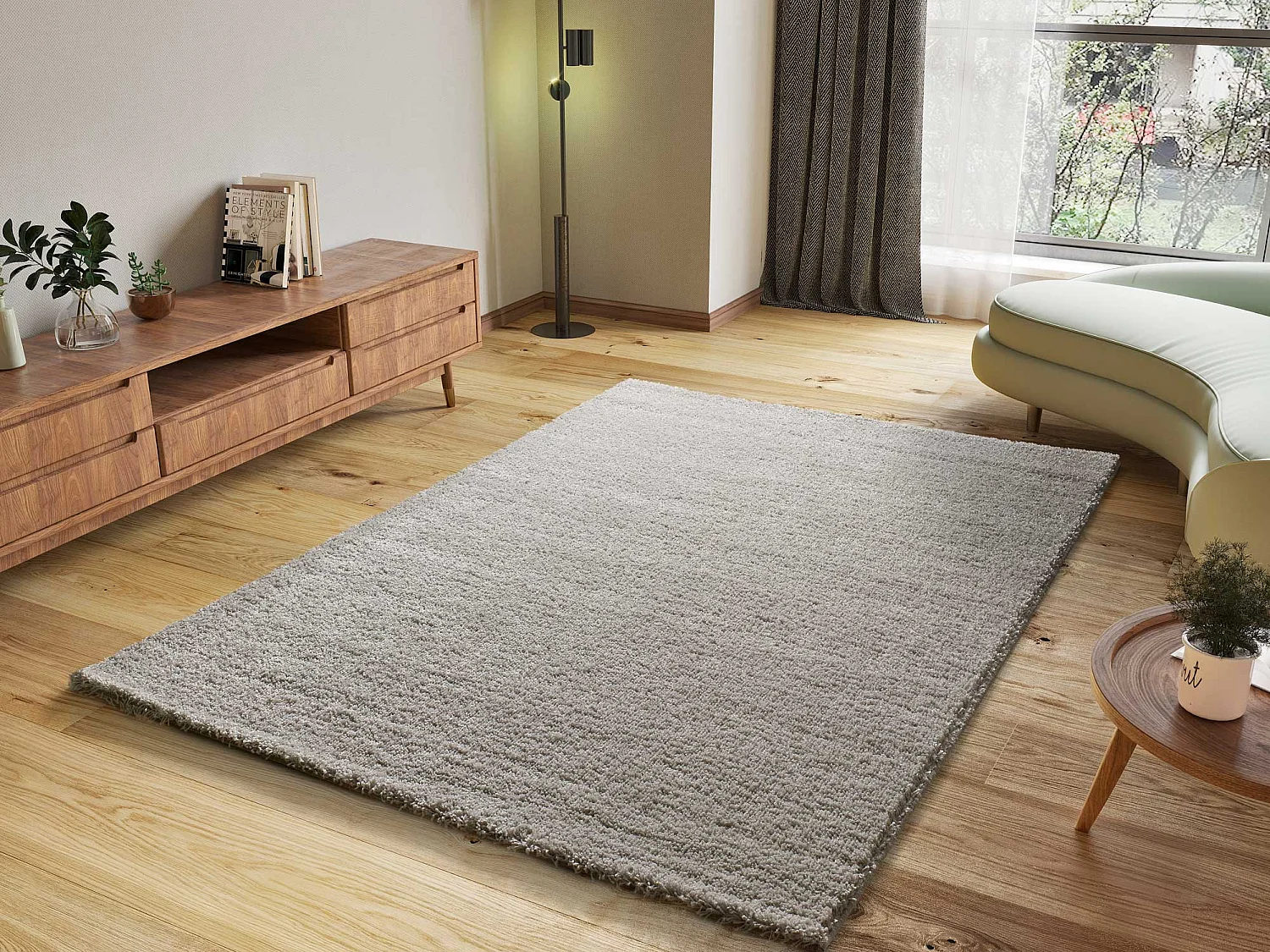 Alfombra interior  - shaggy liso - plata - 190 x 290 cm - ATLAS