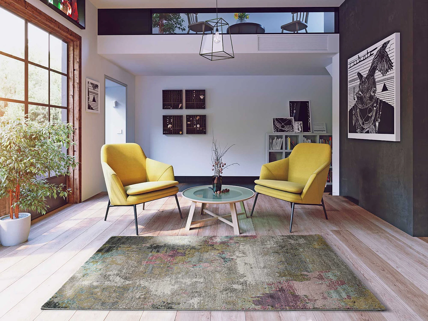 Tapis intérieur - abstrait - multicolore - 140 x 200 cm - AMIRA