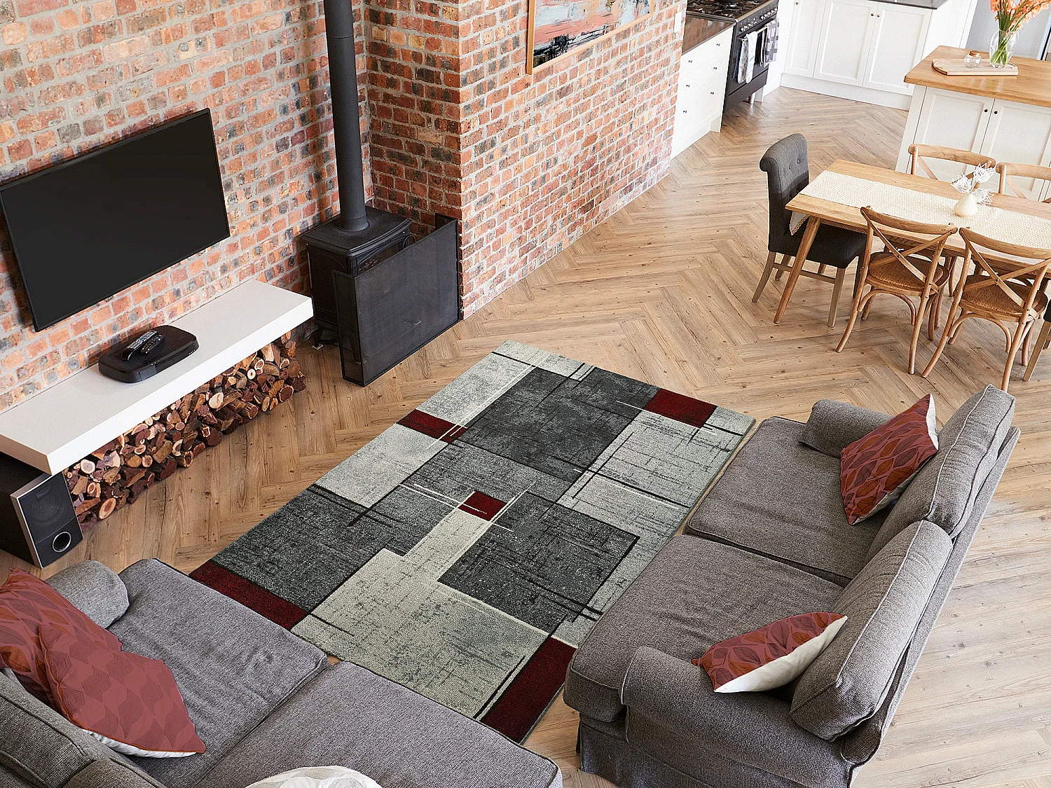 Tapete interior - moderno - cinzento - 60 x 120 cm - DREAMS