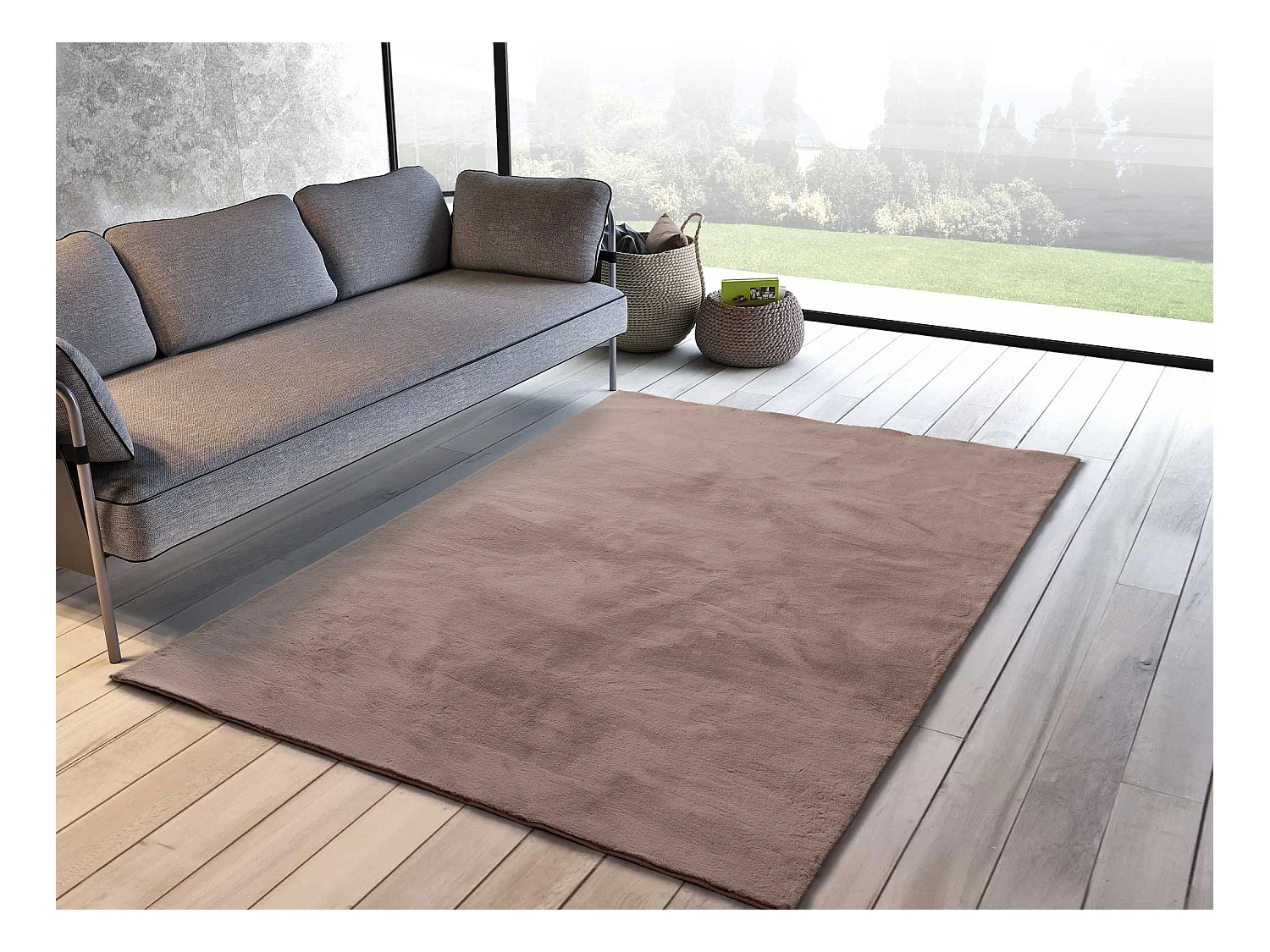 Alfombra interior  - liso - visón - 60 x 110 cm - XIANA