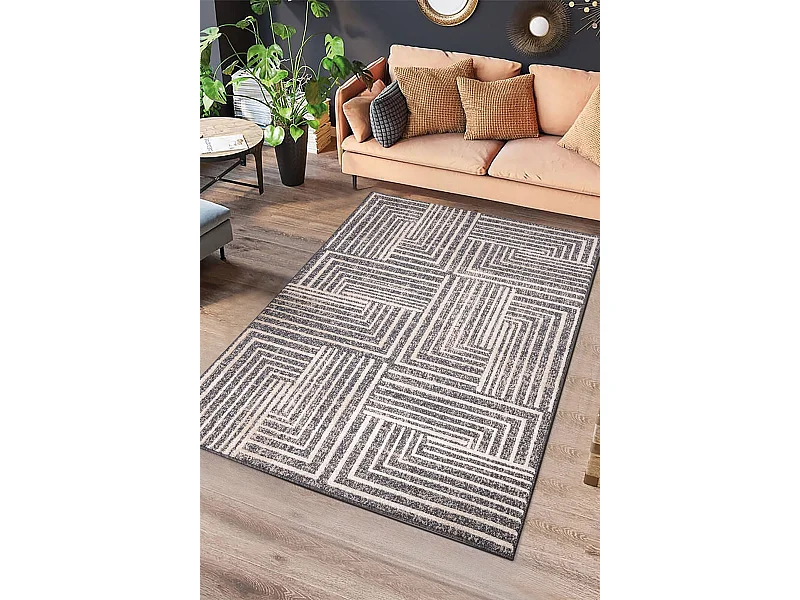 Tapis intérieur - géométrique - gris - 140 x 200 cm - PAULA