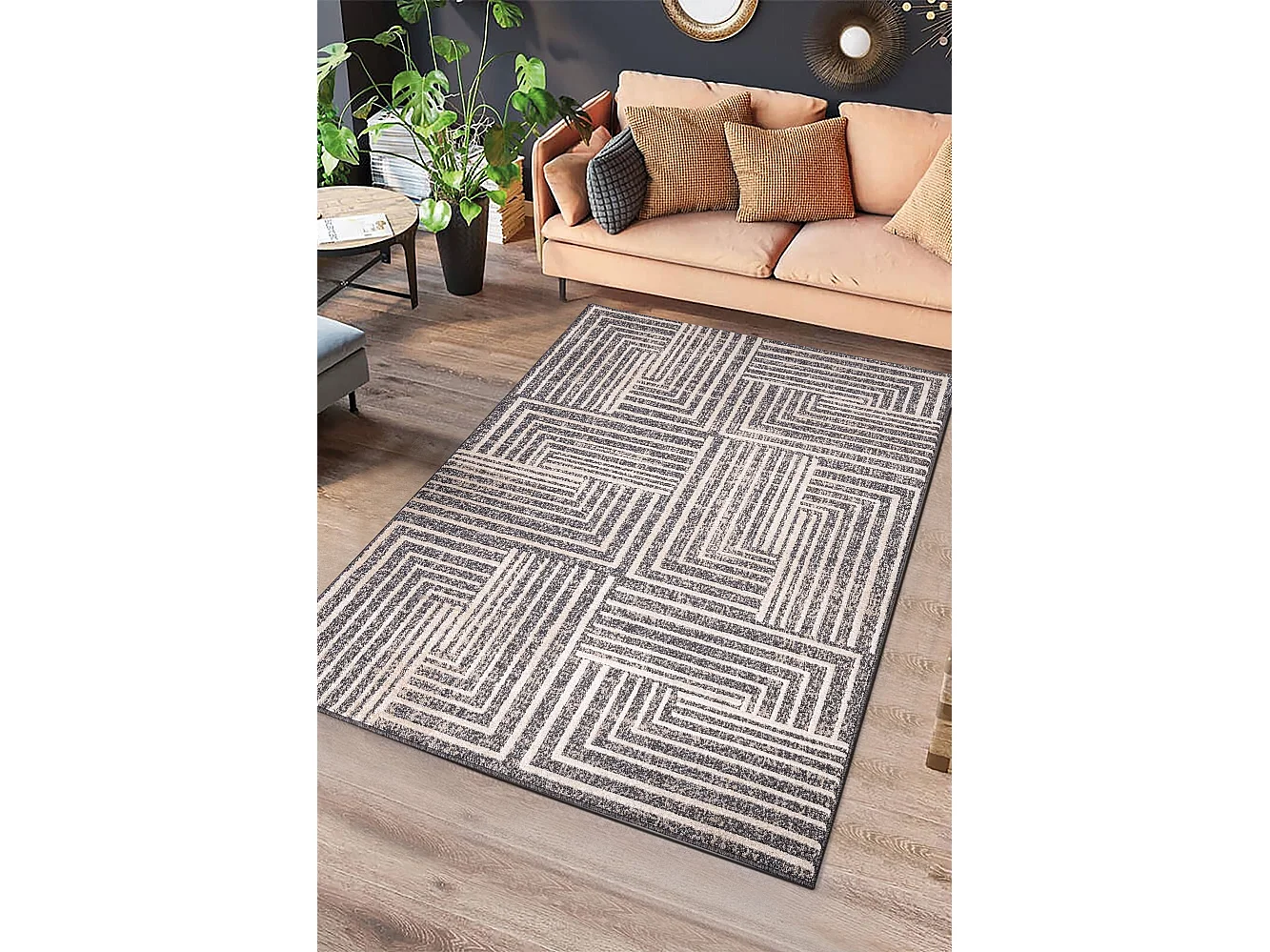 Tapis intérieur - géométrique - gris - 140 x 200 cm - PAULA