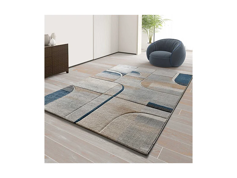 Kurzflorteppiche - abstrakt - blau - 80x150 cm - MEDEL