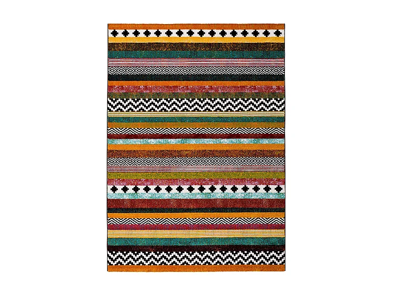 Kurzflorteppich - ethnisch - mehrfarbig - 140x200 cm - MOAR