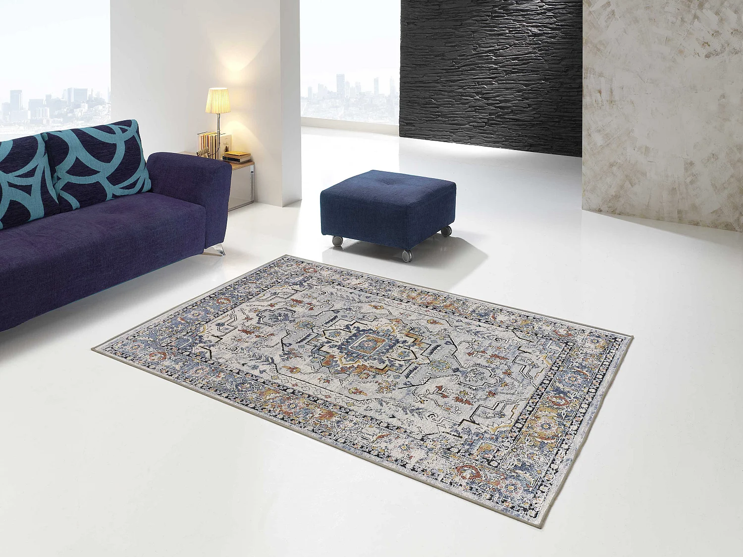 Alfombra interior  - vintage - gris - 140 x 200 cm - MABEL