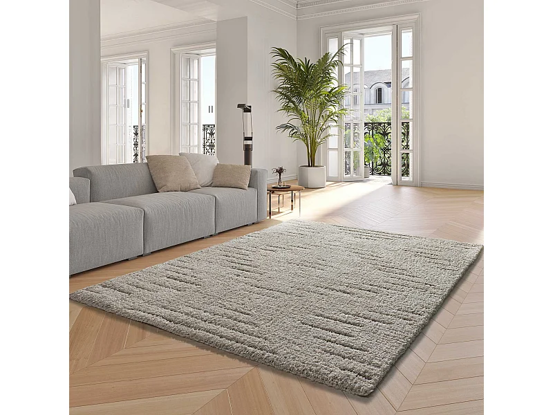 Tapis intérieur - shaggy - crème - 60 x 120 cm - ATESA