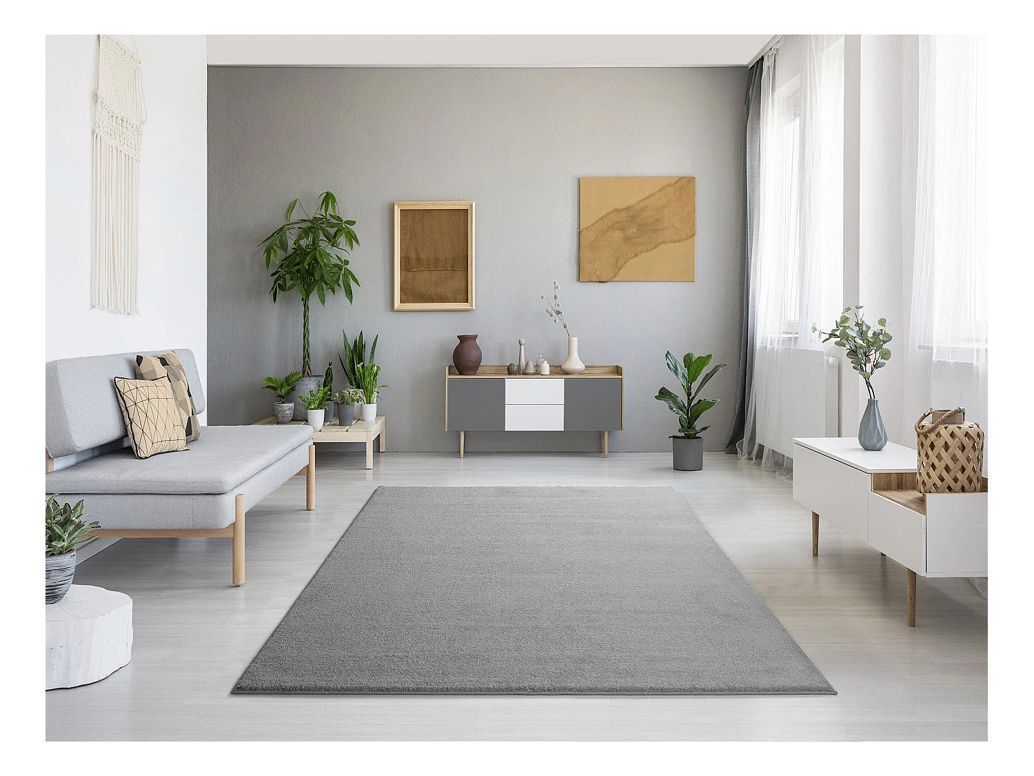 Kurzflorteppiche - Einfarbiger - silber - 160x230 cm - MONTANA