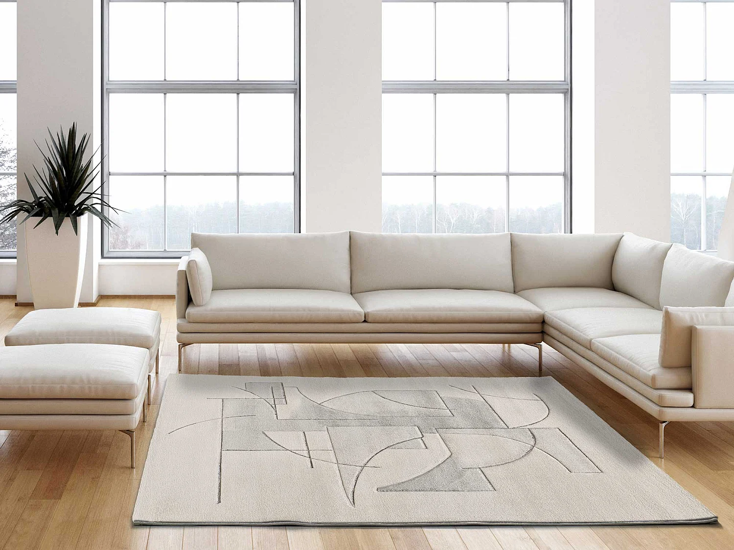 Alfombra interior  - geométrico - crema - 200 x 290 cm - LENA