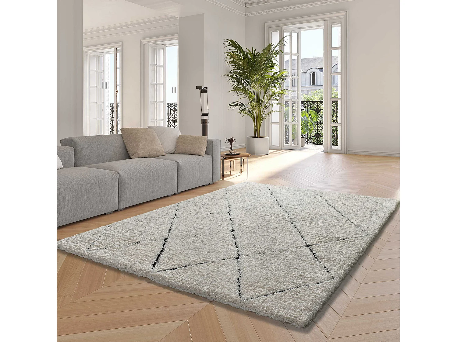 Tapis intérieur - shaggy - crème - 120 x 170 cm - ATESA