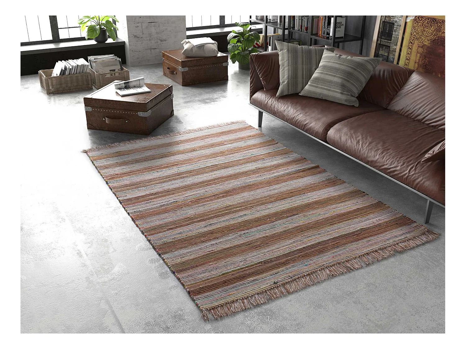 Laagpolig tapijt - etnisch - veelkleurig - 60x90 cm - RECRAFT