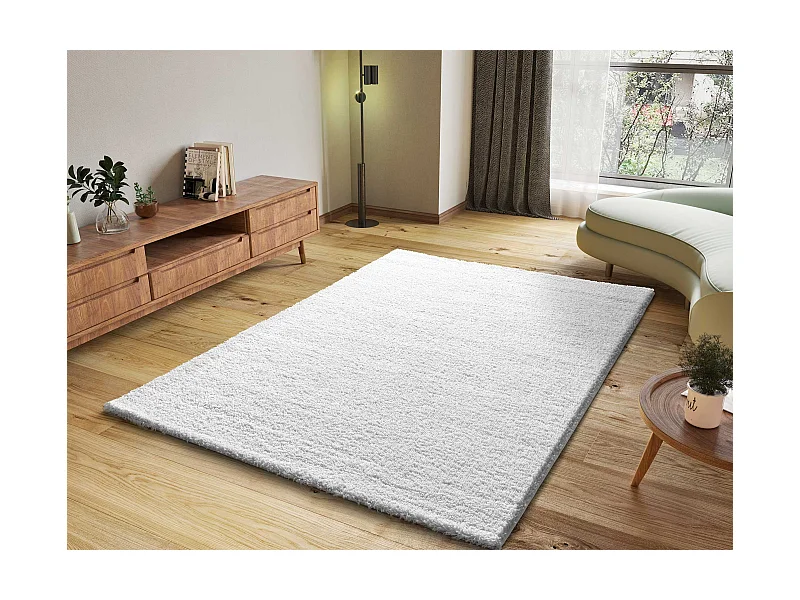 Hochflorteppich - einfarbig shaggy - weiß - 160x230 cm - ATLAS