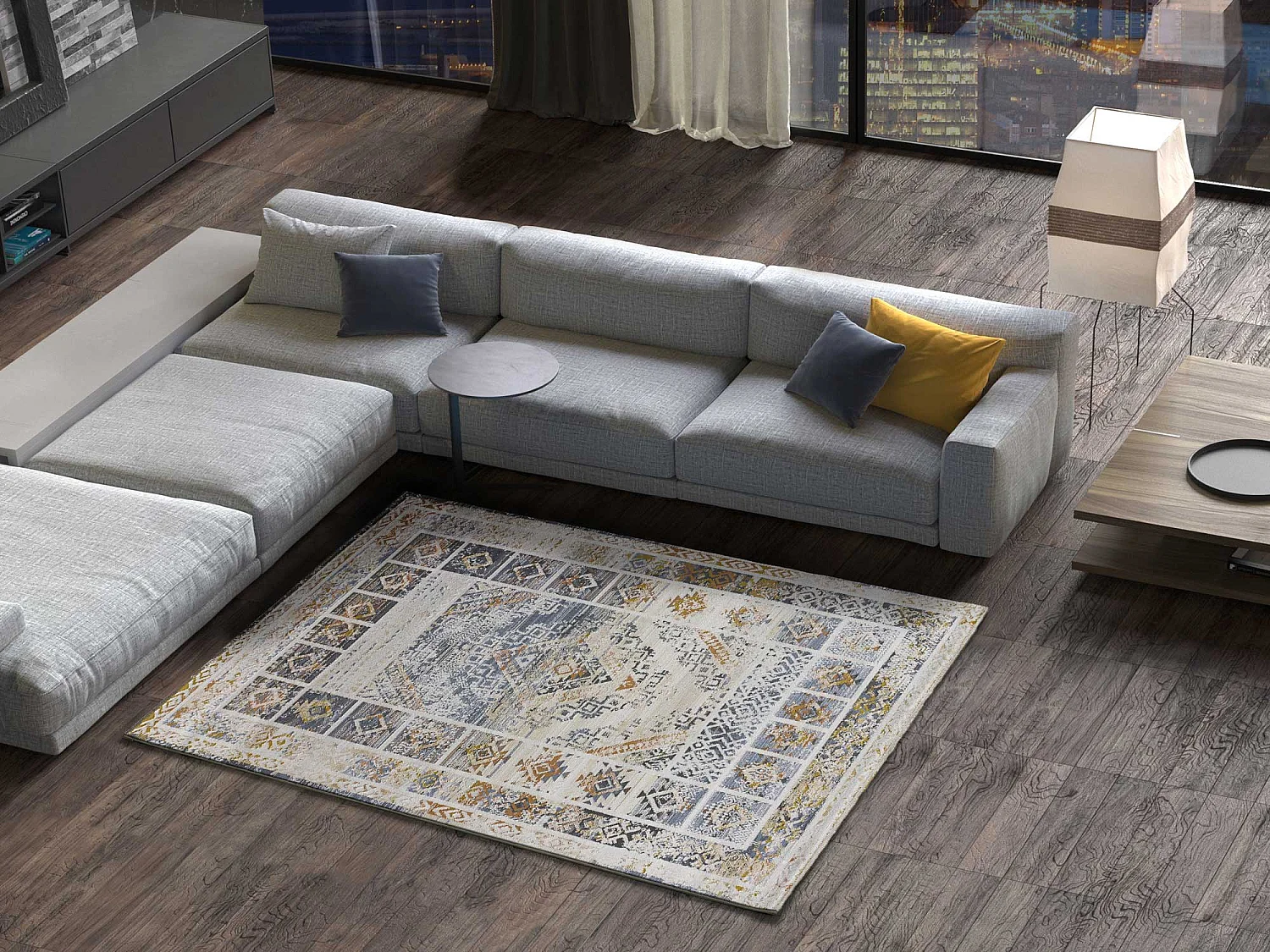 Laagpolig tapijt - vintage - veelkleurig - 77x150 cm - KILIS