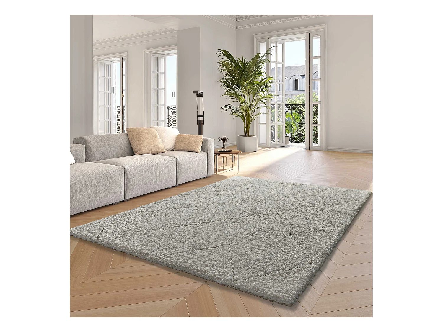 Hoogpolig tapijt - shaggy - wit - 60x120 cm - ATESA