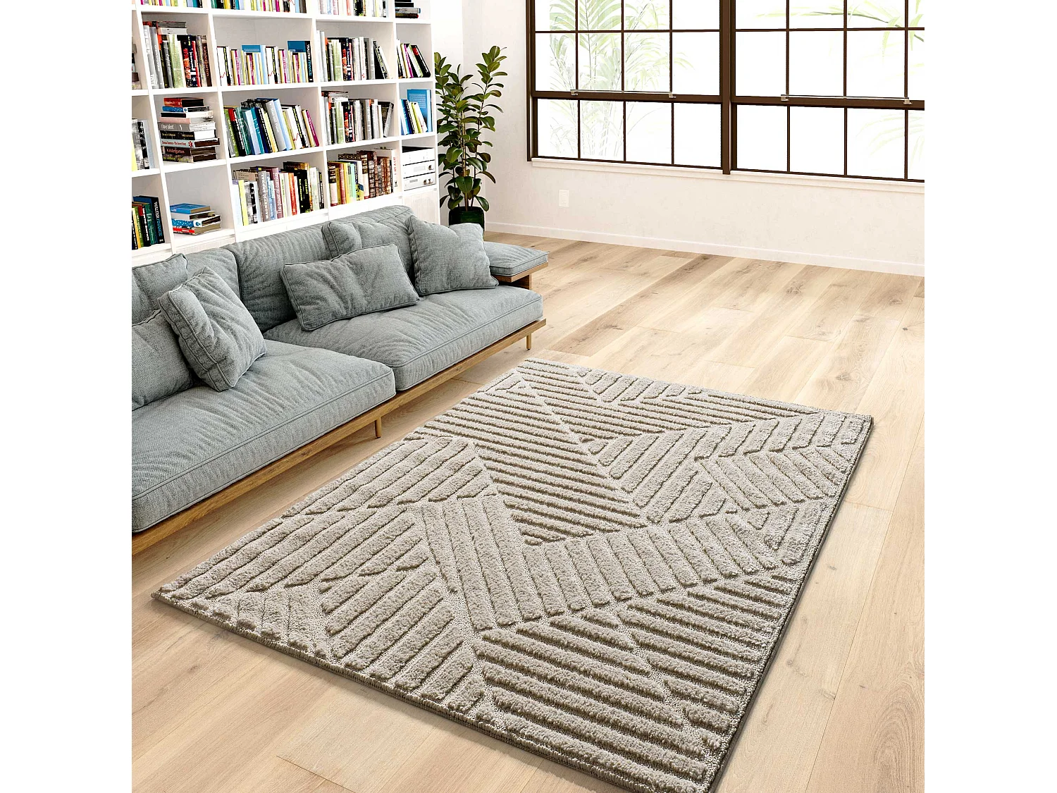 Hoogpolig tapijt - geometrisch - beige - 160x230 cm - NUMA