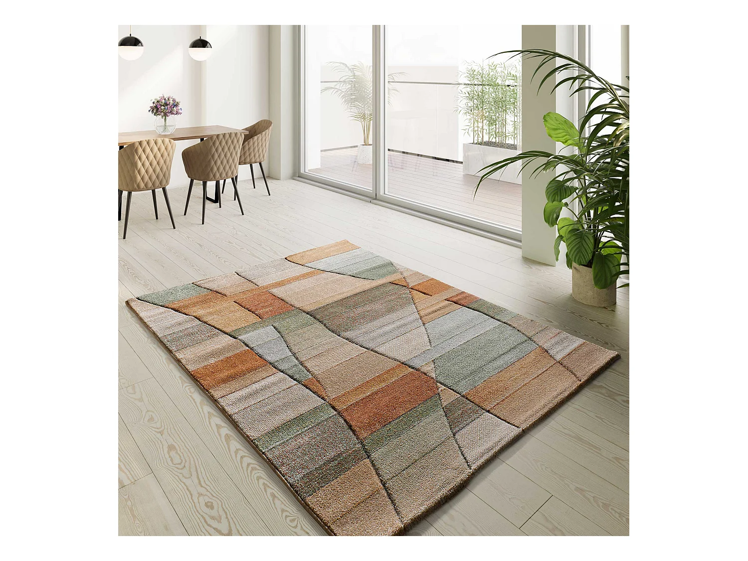 Tapis intérieur - abstrait - multicolore - 140 x 200 cm - SORA