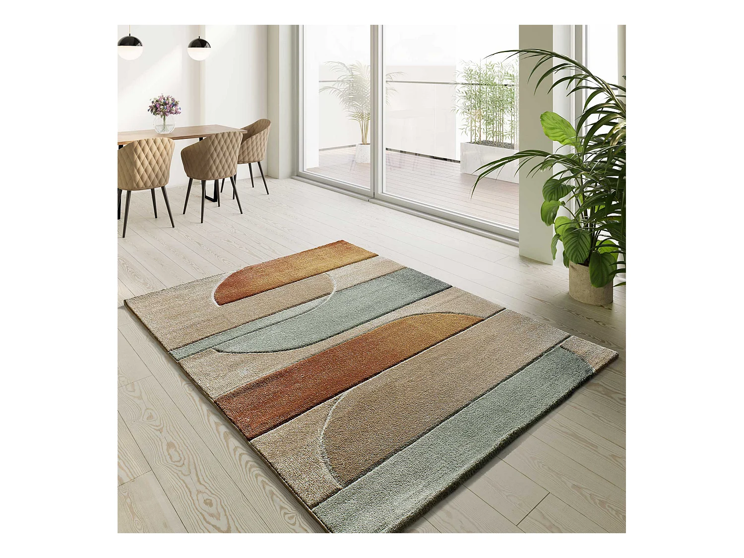 Tapis intérieur - abstrait - multicolore - 80 x 150 cm - SORA