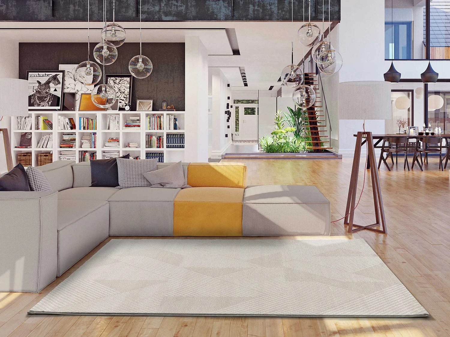 Tappeto interno - astratto - crema - 80 x 150 cm - HL-GEOMETRIC