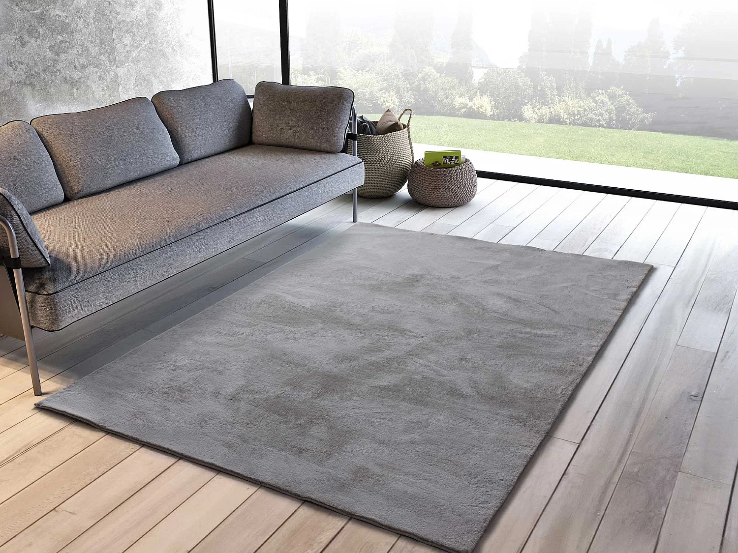 Tapis intérieur - uni - argent - 80 x 150 cm - XIANA
