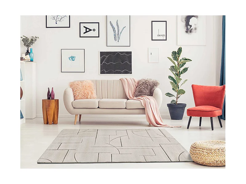 Alfombra interior  - geométrico - crema - 160 x 230 cm - LENA