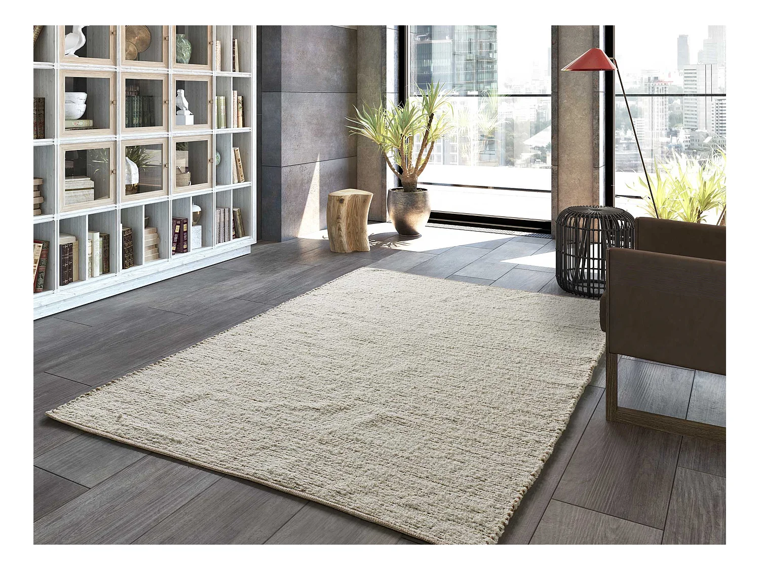Tapis intérieur - semi-uni - crème - 120 x 170 cm - REIMAGINE