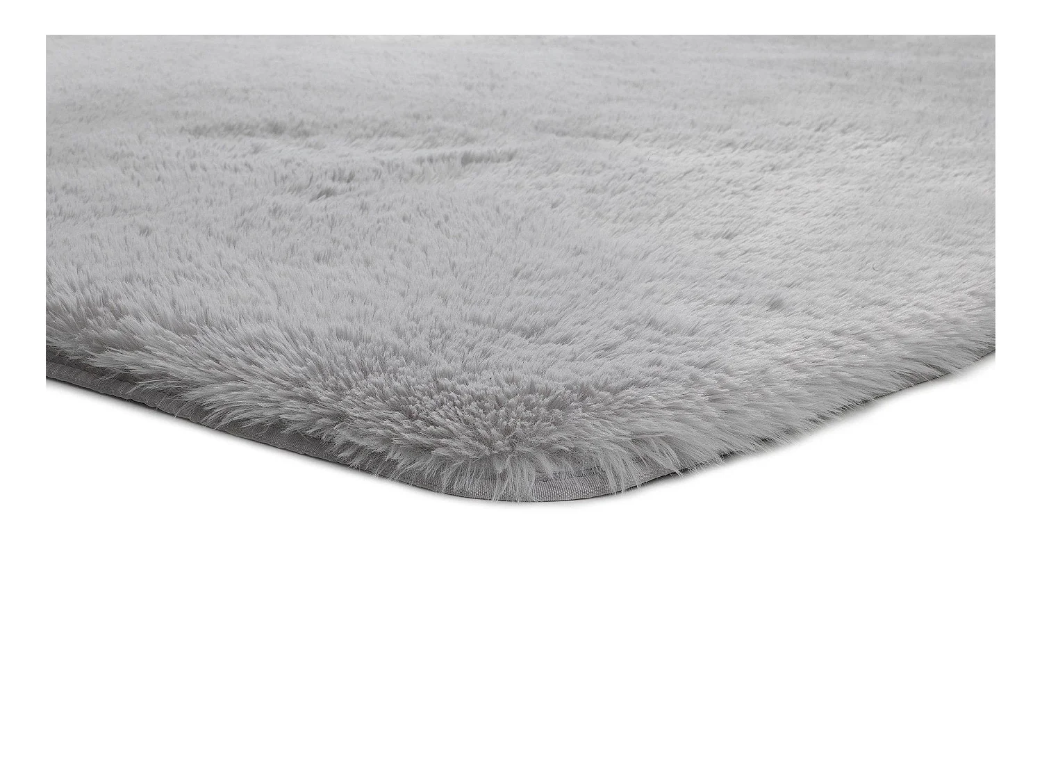 Hochflorteppich - einfarbig shaggy - silber - 80x150 cm - ALPACA