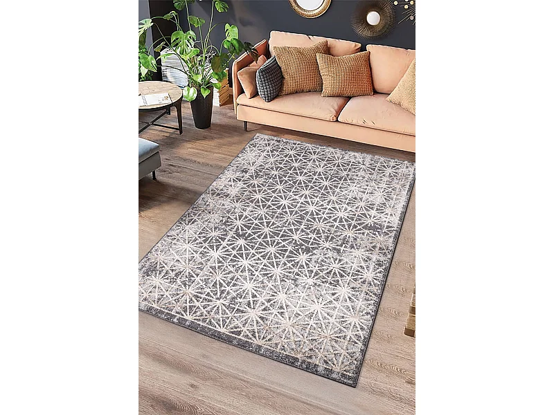 Tapis intérieur - géométrique - gris - 80 x 150 cm - PAULA
