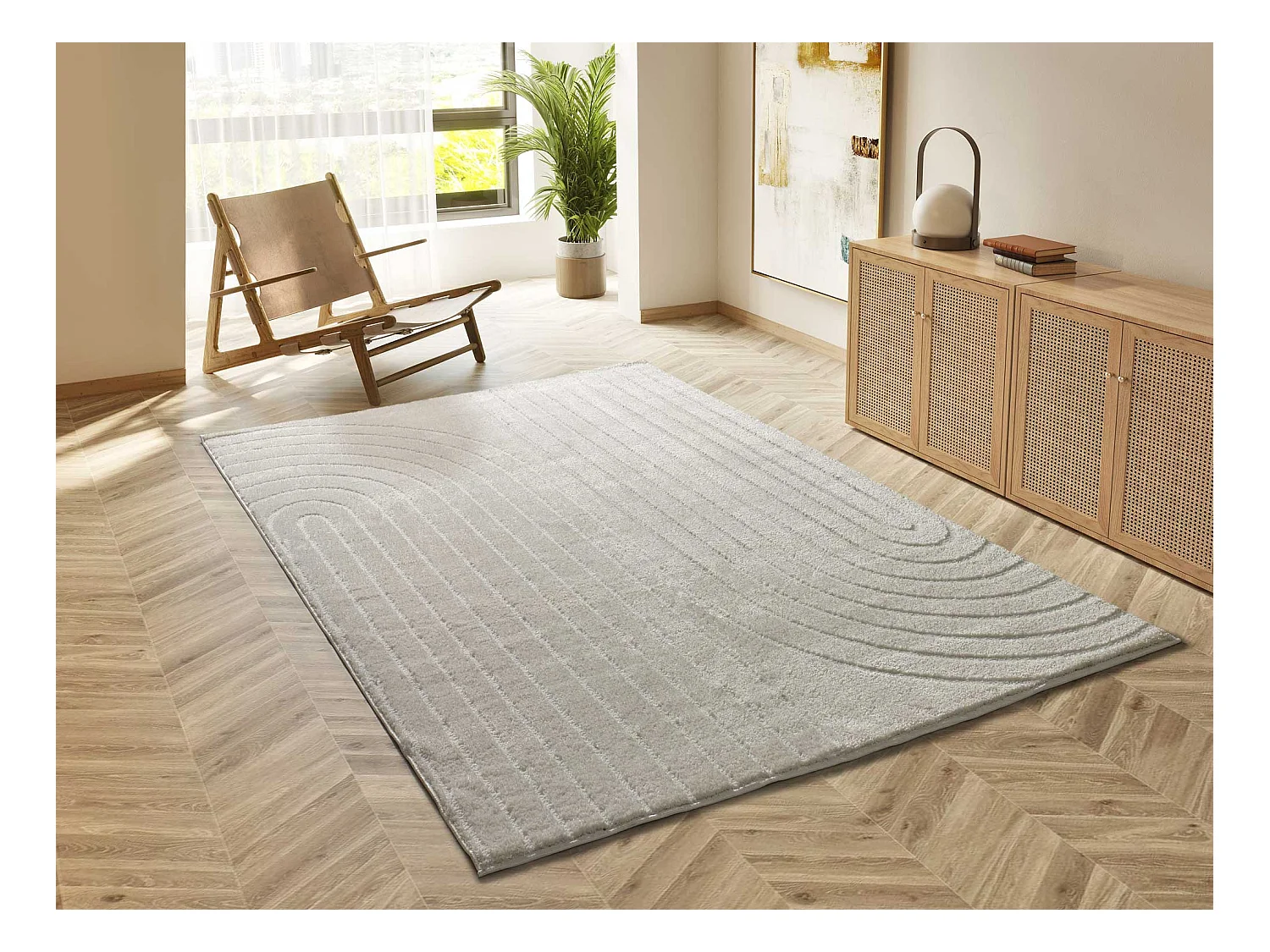 Kurzflorteppiche - geometrisch - weiß - 160x230 cm - BLANCHE