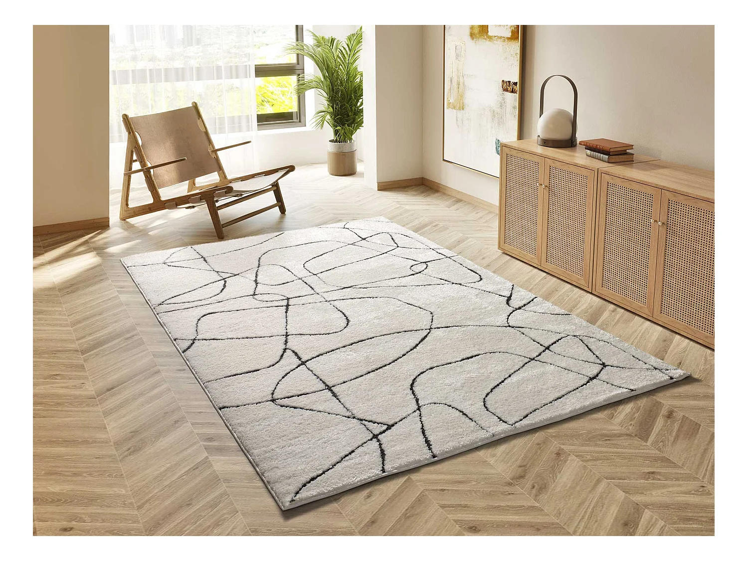Tapis intérieur - géométrique - blanc - 160 x 230 cm - BLANCHE
