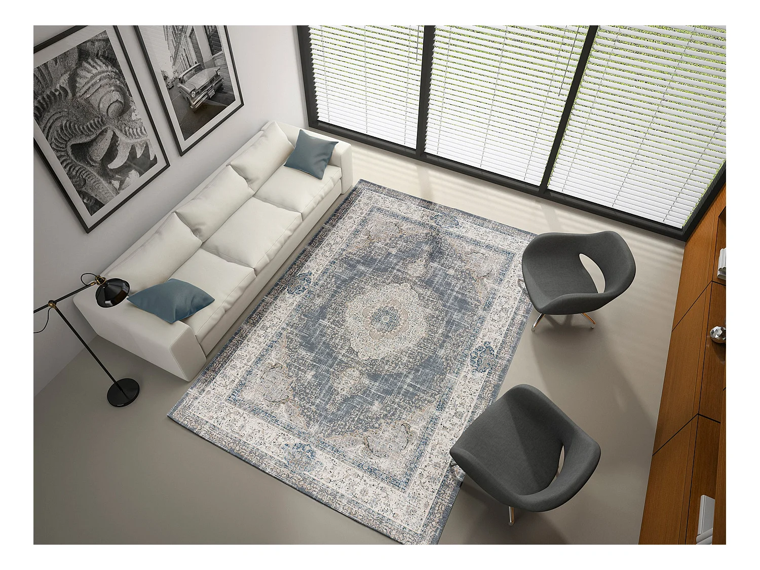 Alfombra interior  - vintage - gris - 120 x 170 cm - NEILA