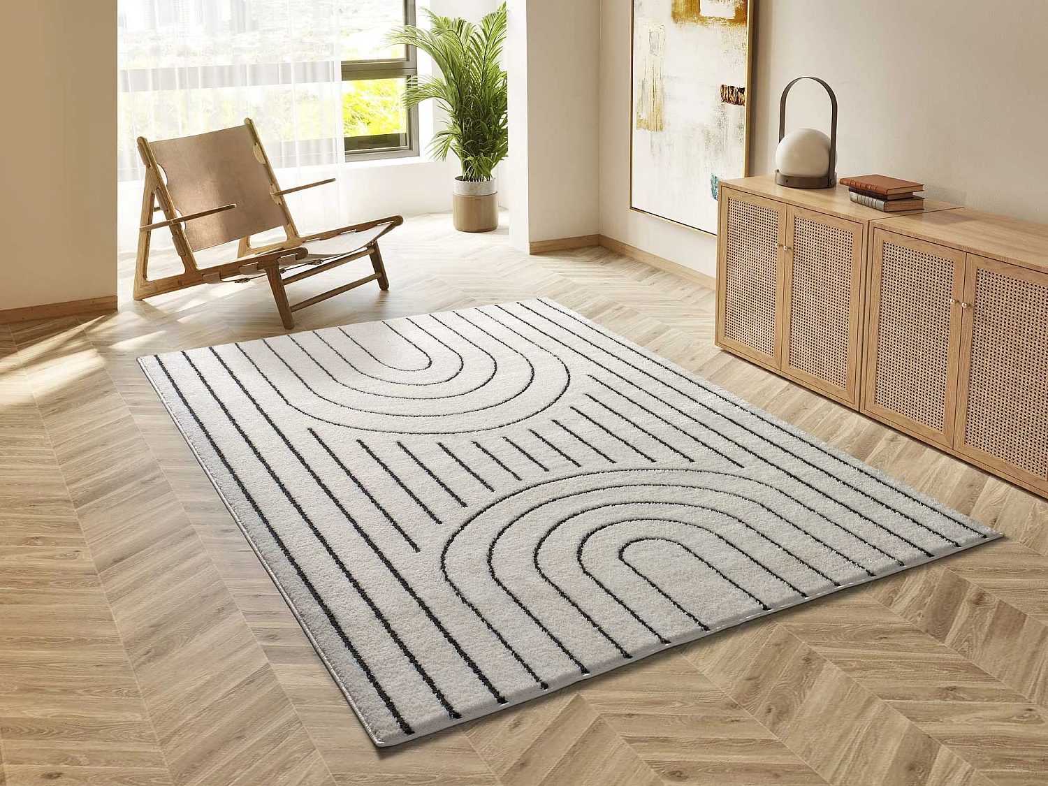 Alfombra interior  - geométrico - blanco - 120 x 170 cm - BLANCHE