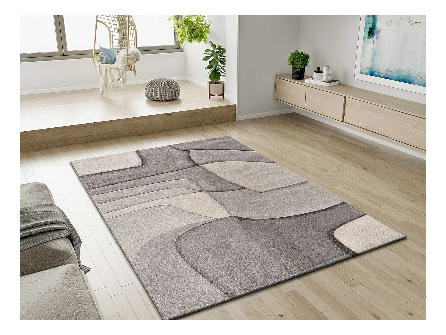 Kurzflorteppiche - abstrakt - grau - 160x230 cm - MEDEL