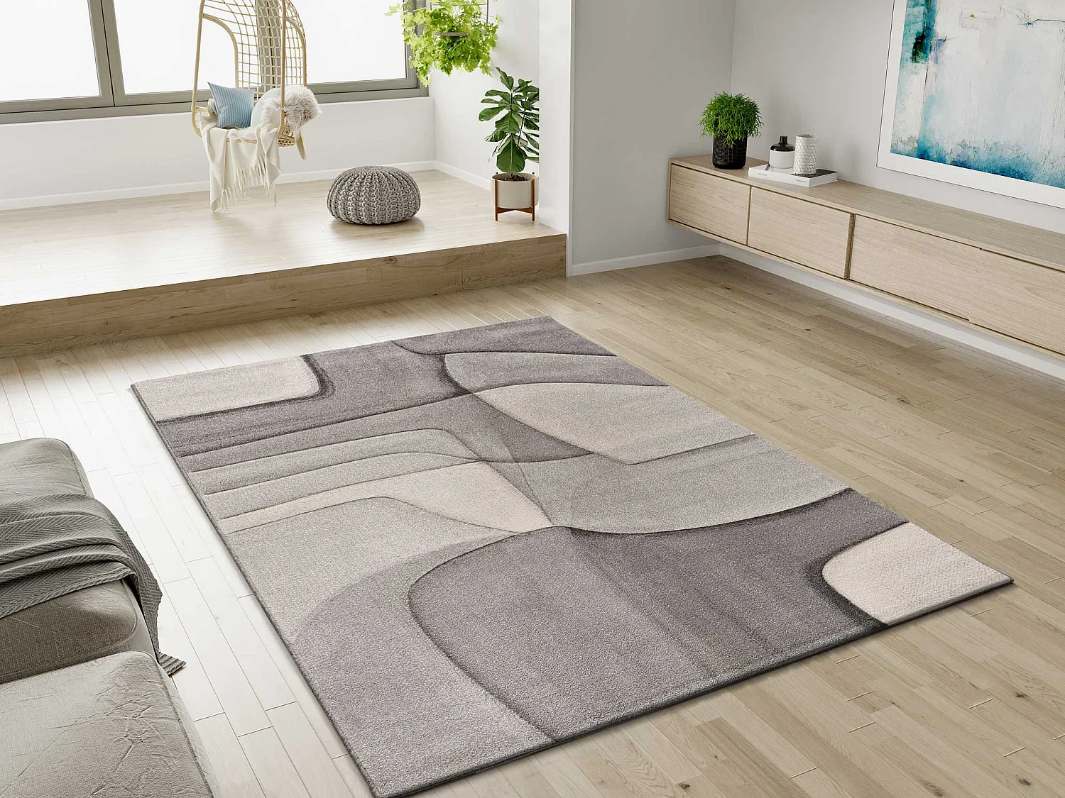 Tappeto interno - astratto - grigio - 160 x 230 cm - MEDEL