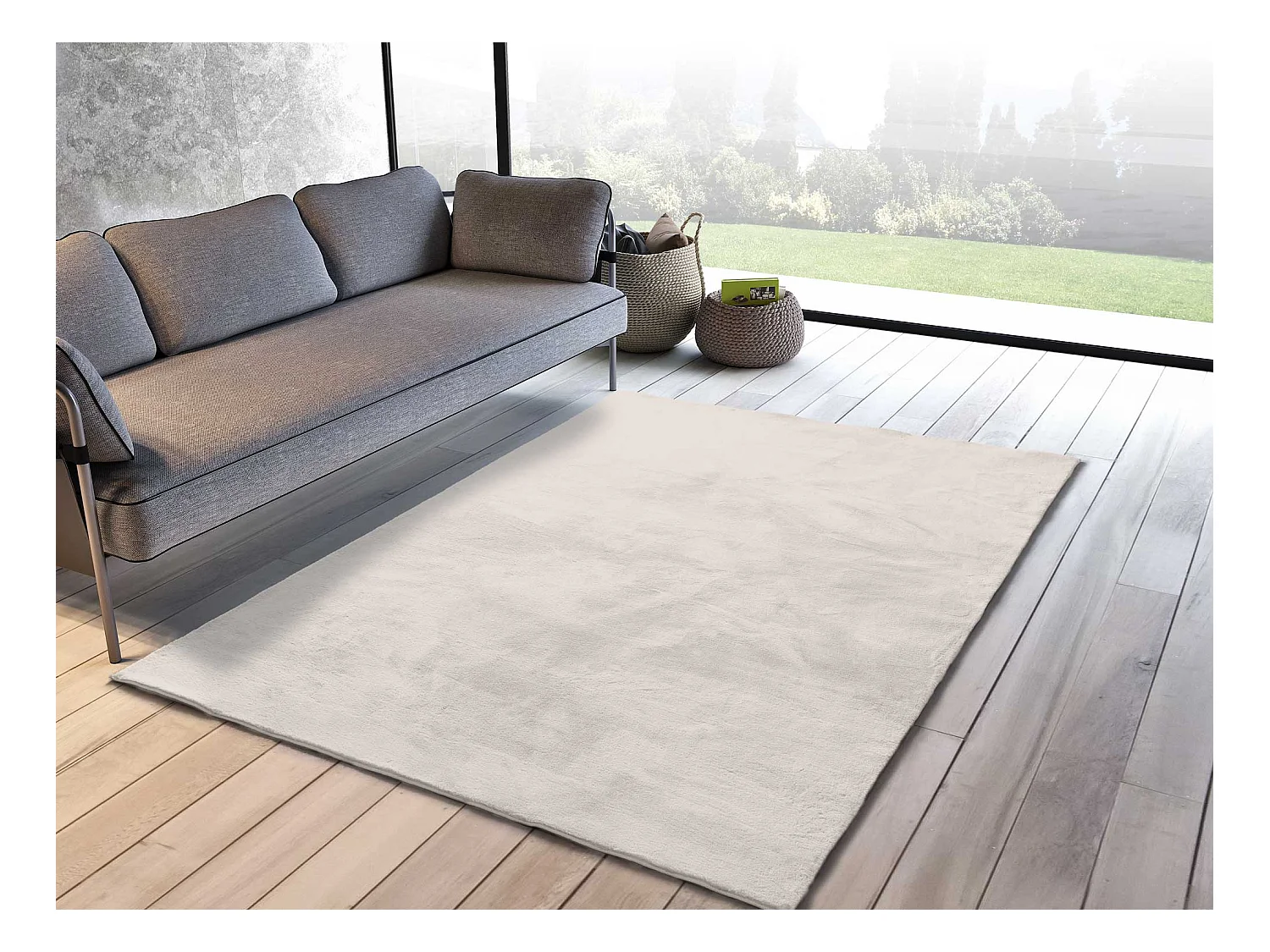 Alfombra interior  - liso - blanco - 60 x 110 cm - XIANA