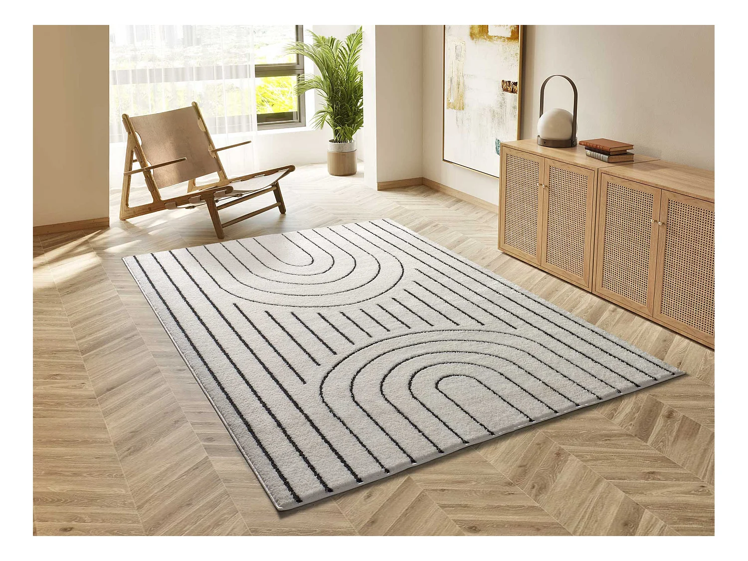 Laagpolig tapijt - geometrisch - wit - 140x200 cm - BLANCHE