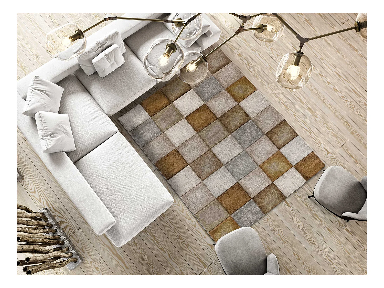 Kurzflorteppiche - geometrisch - rostrot - 80x150 cm - LENA
