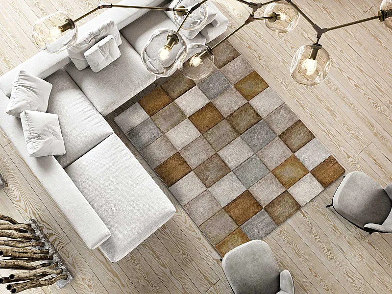 Tapis intérieur - géométrique - rouille - 80 x 150 cm - LENA