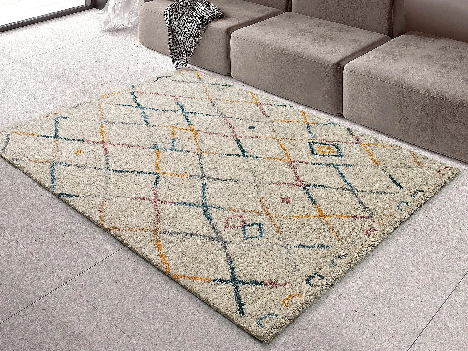 Tapis intérieur - berbère - multicolore - 133 x 190 cm - ULAI