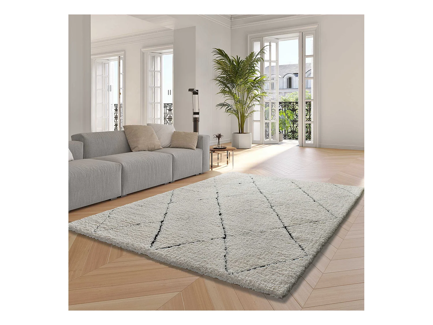 Hoogpolig tapijt - shaggy - crème - 60x120 cm - ATESA