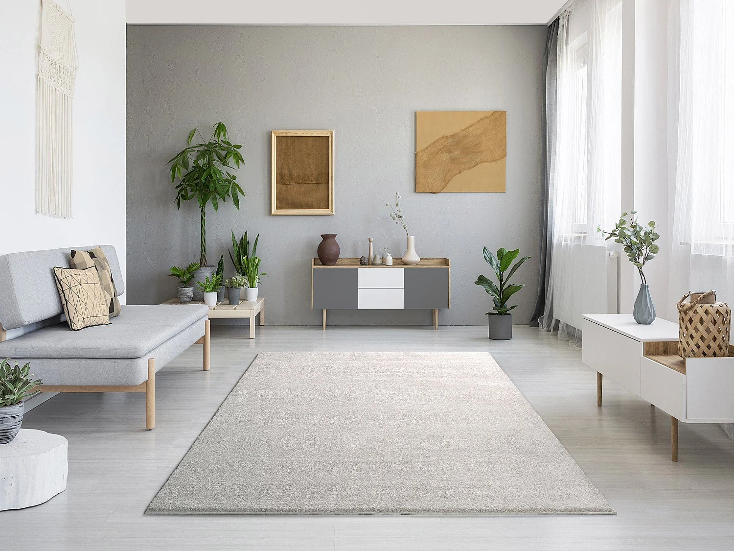 Tapete interior - liso - branco - 120 x 170 cm - MONTANA