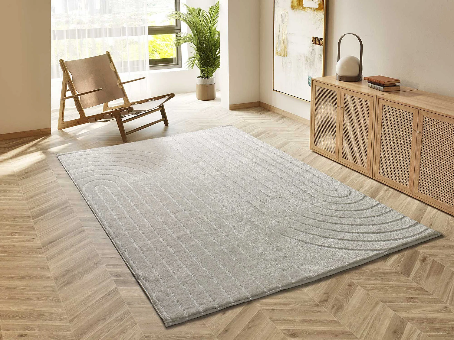 Tapis intérieur - géométrique - blanc - 140 x 200 cm - BLANCHE
