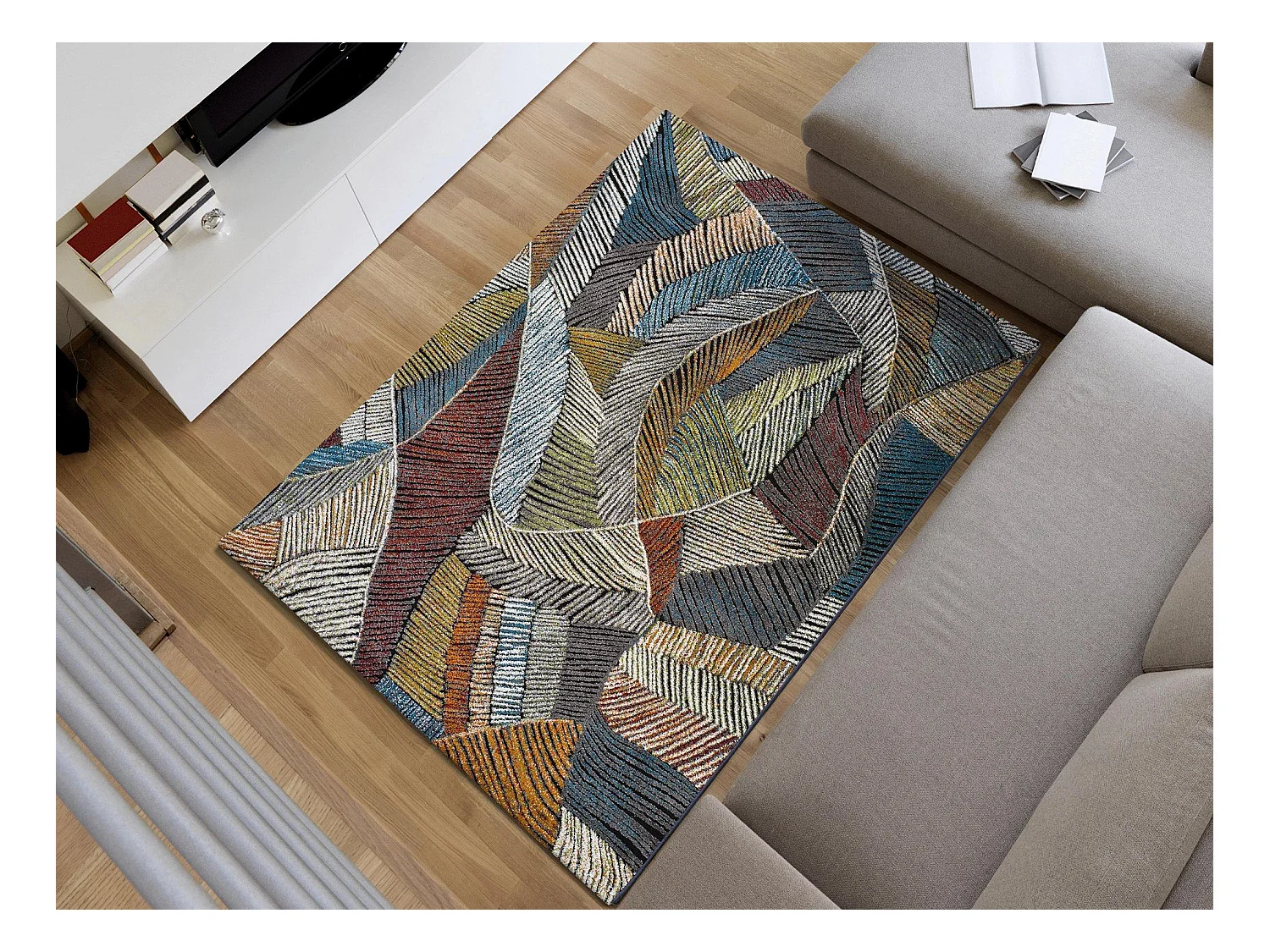 Tapis intérieur - abstrait - multicolore - 120 x 170 cm - KOBY