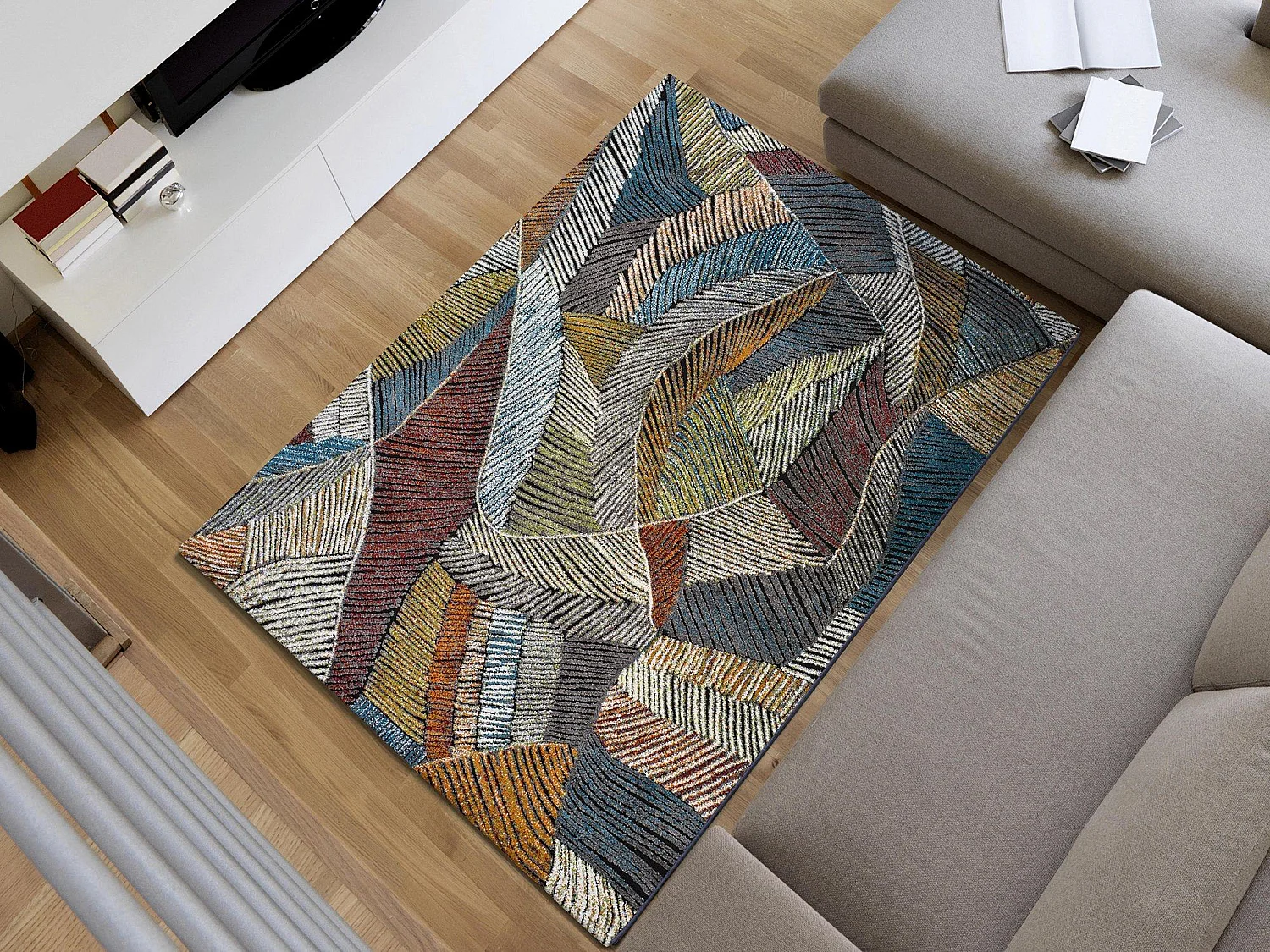 Tapis intérieur - abstrait - multicolore - 120 x 170 cm - KOBY
