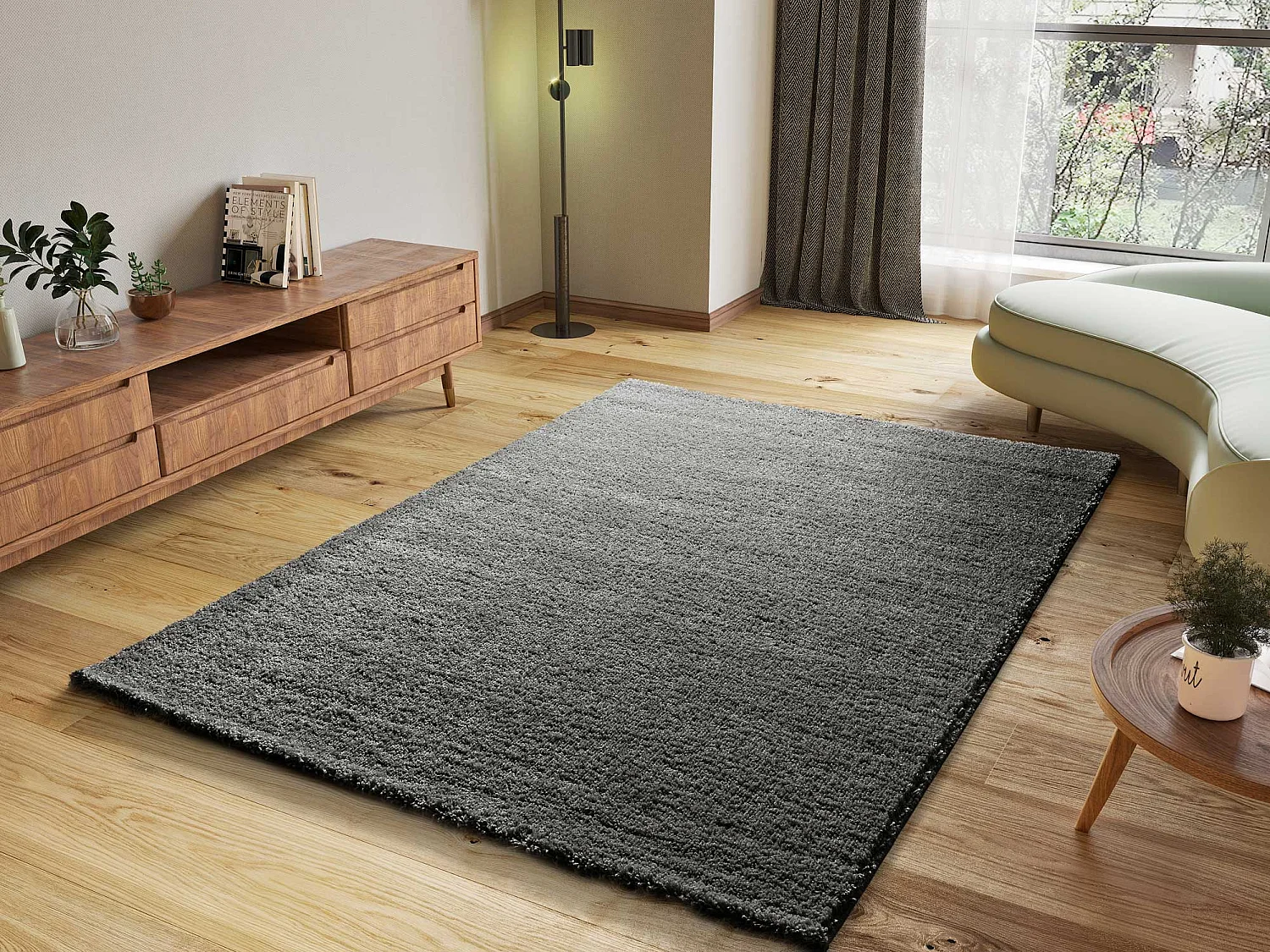 Hoogpolig tapijt - shaggy glad - antraciet - 190x290 cm - ATLAS