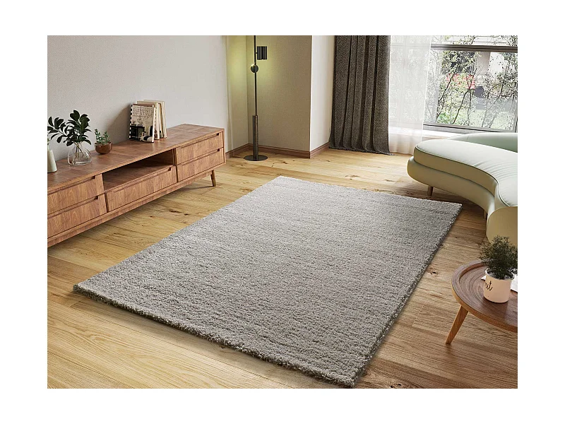 Hochflorteppich - einfarbig shaggy - silber - 60x120 cm - ATLAS